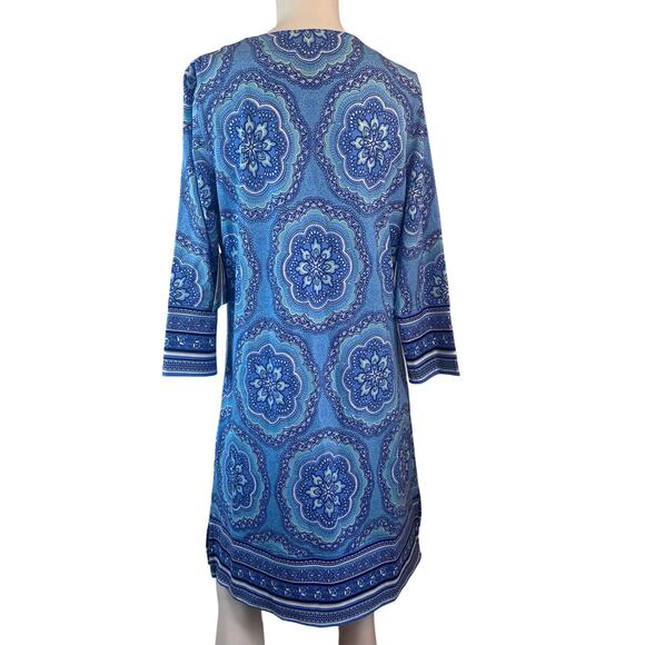 Coolibar Oceanside Tunic UPF 50+ Sun Protection Blue Mosaic Print Dress sz M NWT - Picture 13 of 13